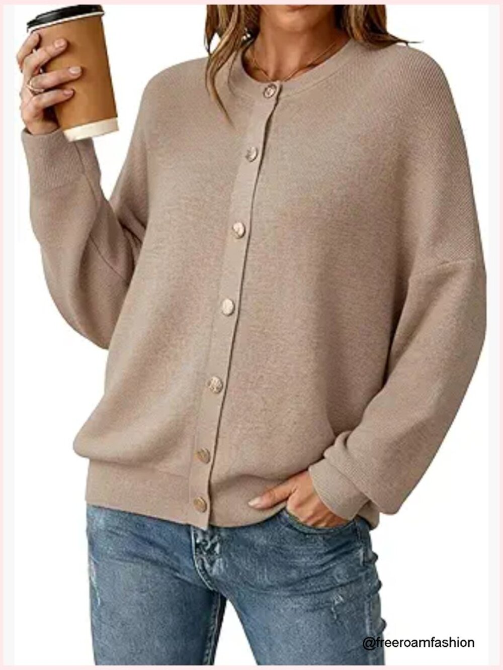 Women's Oversized Wool Blend Cardigan Sweater - Button Down